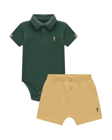 Conjunto Onda Marinha Verde/Beige