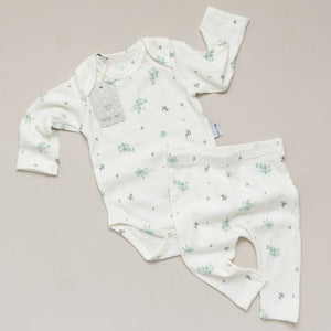 Set 2 piezas Beba Verte Reir Flores Celestes