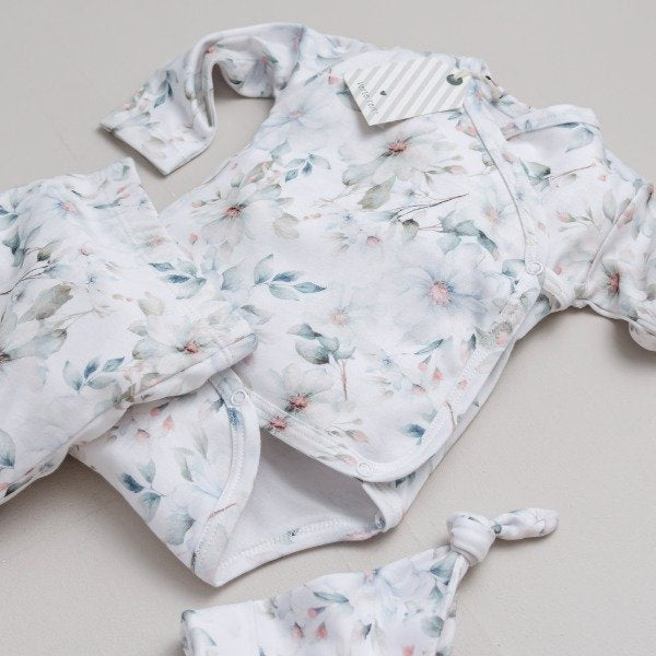 Set x3 piezas Beba Verte Reir Floral Blanco