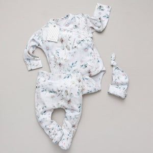 Set x3 piezas Beba Verte Reir Floral Blanco
