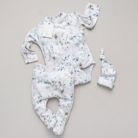 Set x3 piezas Beba Verte Reir Floral Blanco