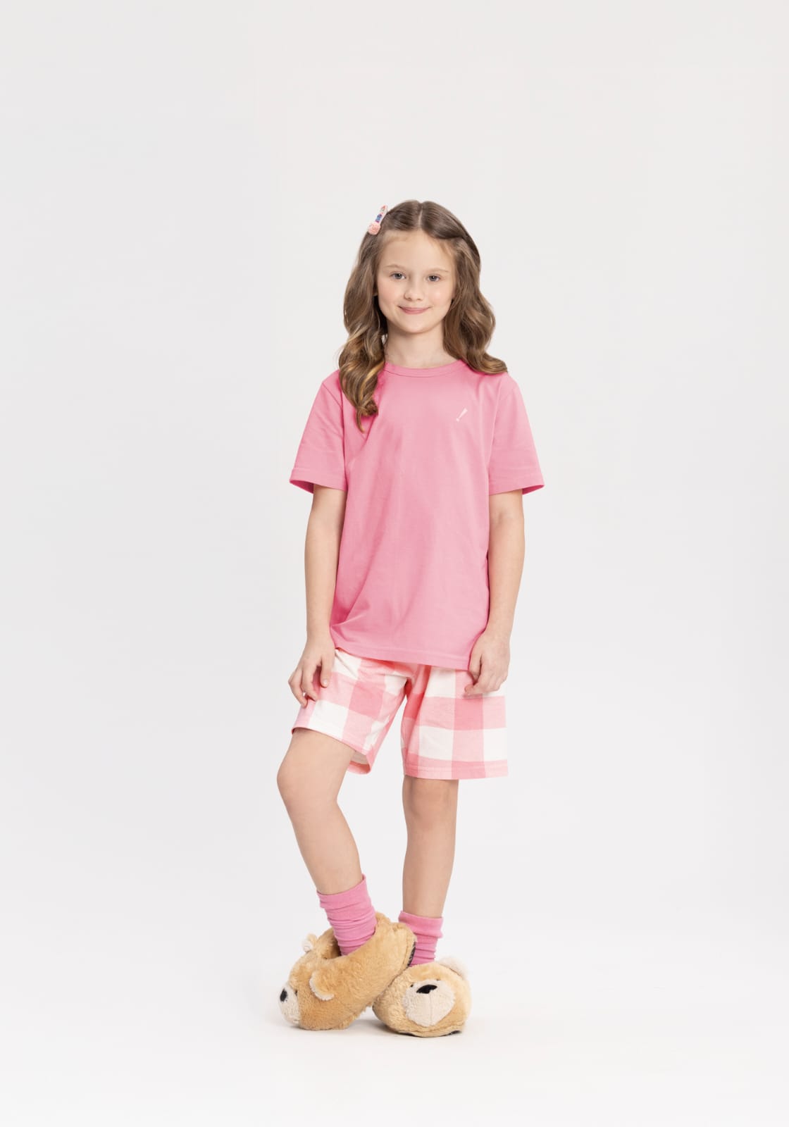 Conjunto Pijama Nena a cuadros Rosa