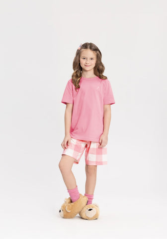Conjunto Pijama Nena a cuadros Rosa