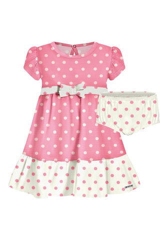 Vestido + bombachita rosa motas