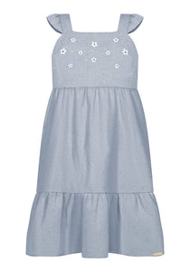 Vestido Rayas Celeste Flores