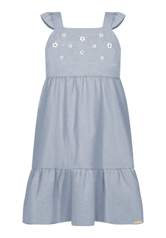 Vestido Rayas Celeste Flores