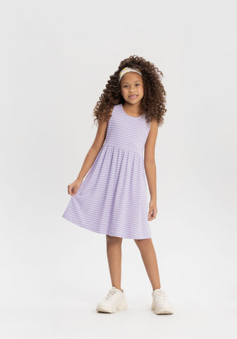 Vestido Rayas Lila Algodón