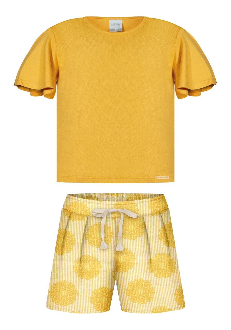 Conjunto Amarillo Flores