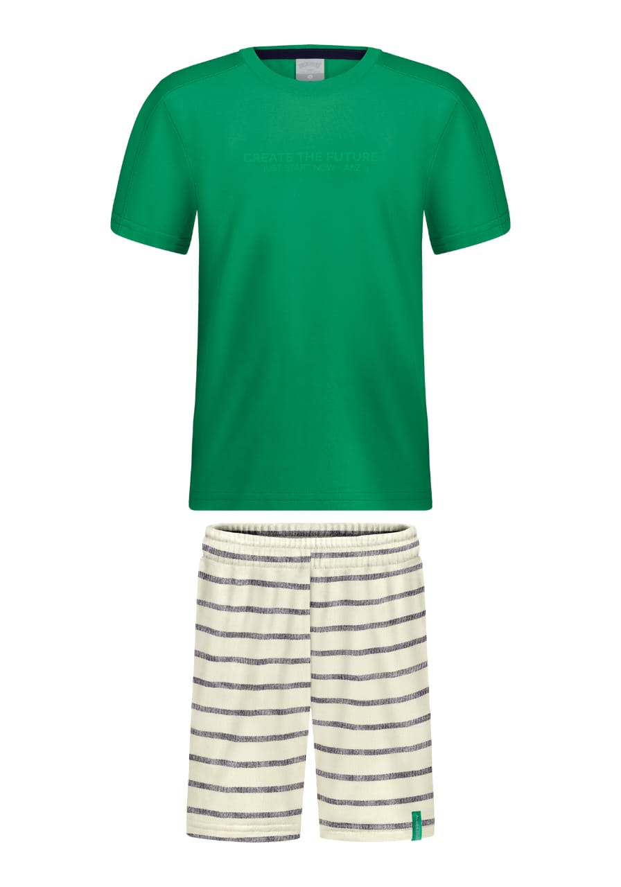 Conjunto Verde Bermuda Rayas