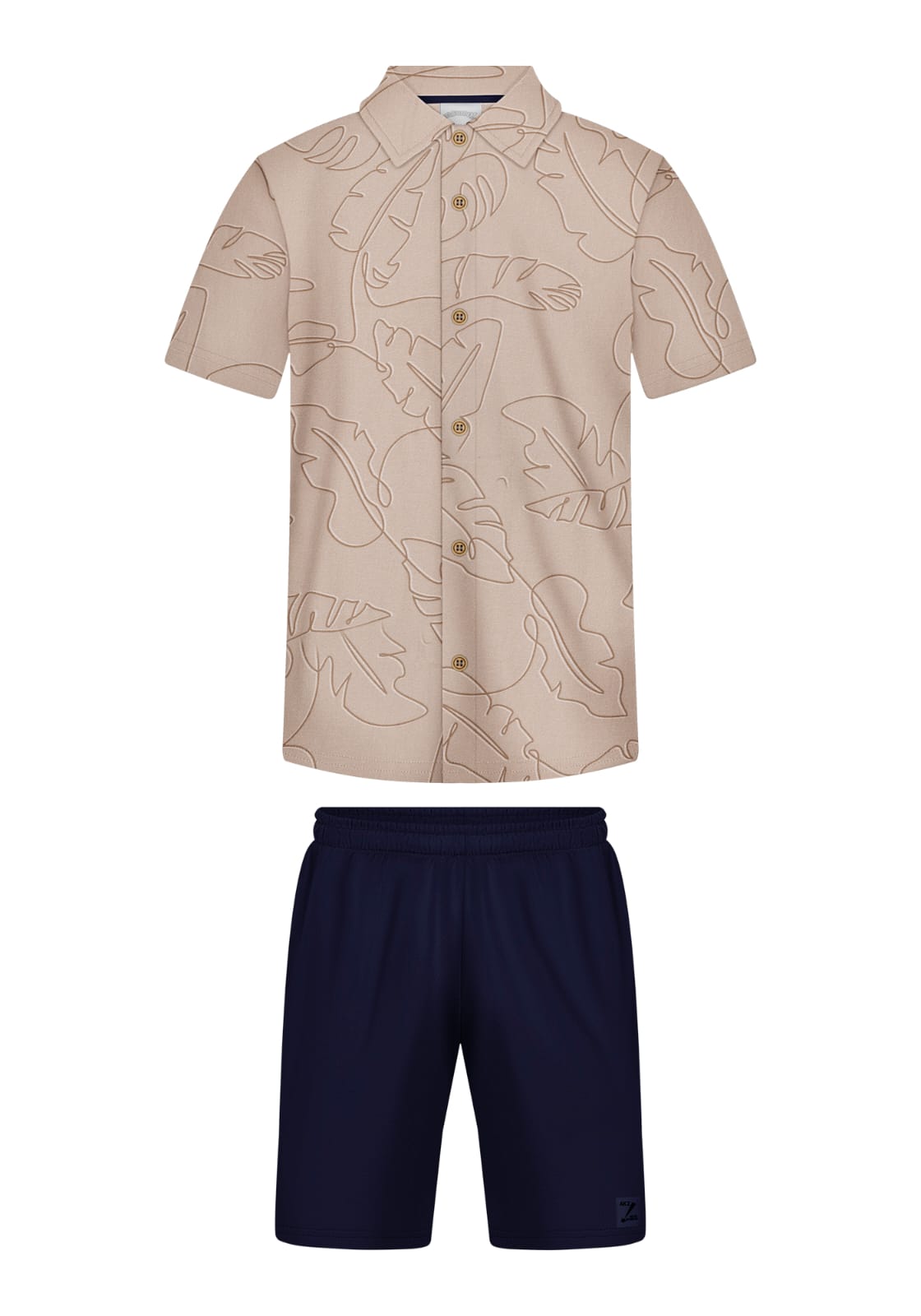 Conjunto  Camisa Hojas Beige