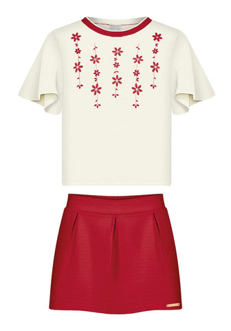 Conjunto Shorts Pollera Rojo