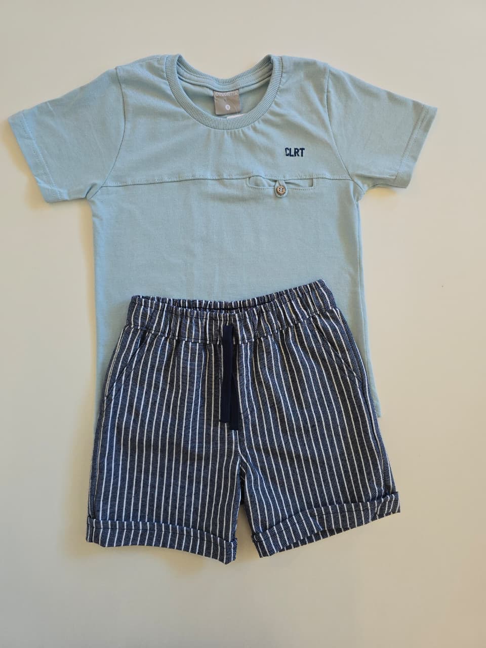 Conjunto Nene Celeste Azul a Rayas