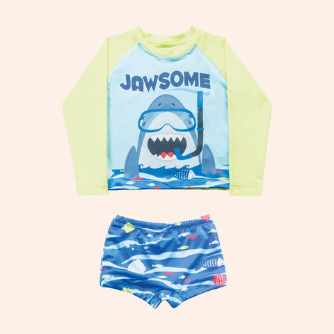 Traje de Baño Nene 2 Piezas Jawsome Celeste