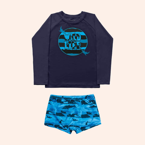 Traje de Baño Nene 2 Piezas Wild Life Azul Marino