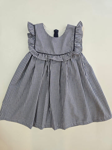 Vestidos a Cuadros Azul Con Bolados