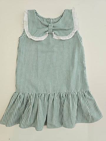 Vestidos a Rayas Verde con Solapa