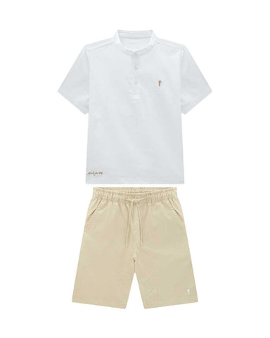 Conjunto Onda Marinha Camisa Lino Blanca