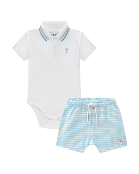 Conjunto  Onda Marinha  Bebe Rayas Celeste