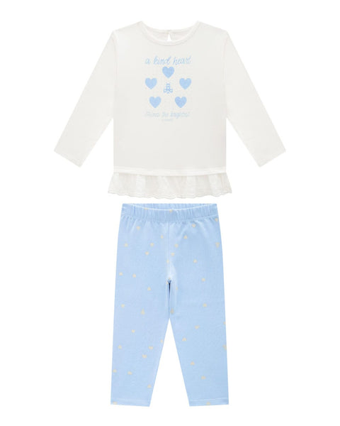 Conjunto Nena Pantalón Celeste Corazones