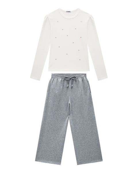 Conjunto Nena Estrellas Pantalon Gris