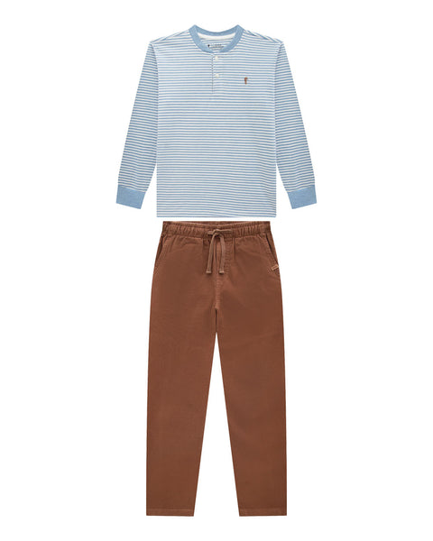 Conjunto Onda Marinha Rayas Celeste