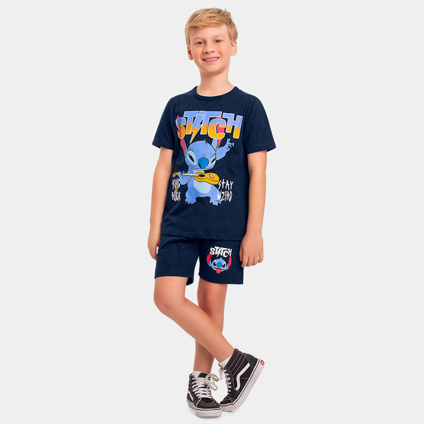 Conjunto Nene Stitch Azul Marino