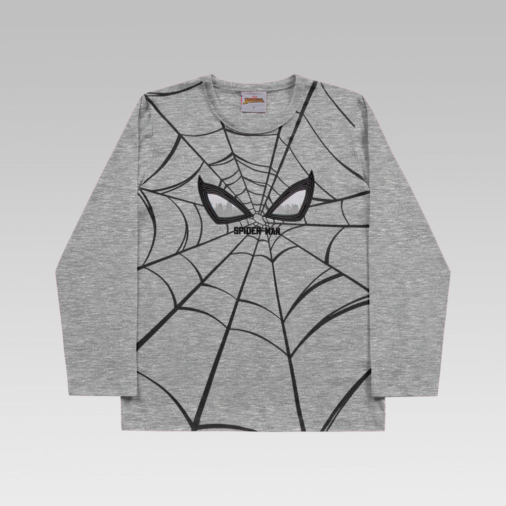 Remera Algodón Spiderman Gris