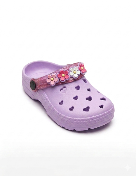 Crocs Lila Corazones y Flores