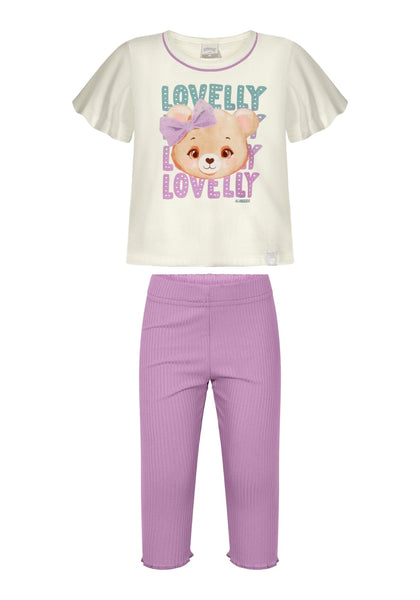 Conjunto Osito Calza Lila