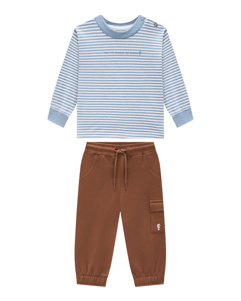 Conjunto Remera Mangas Largas Celeste Bebé