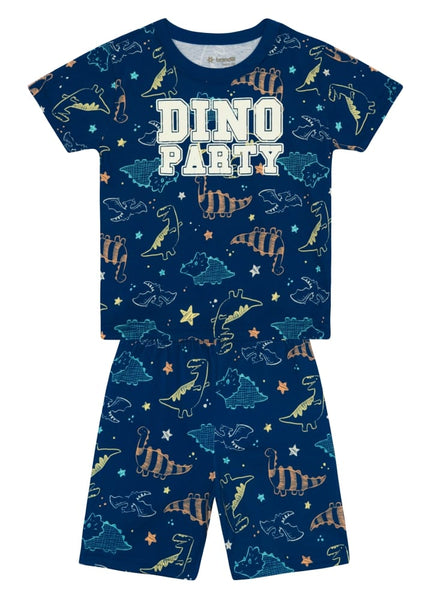 Pijama Brilla en la Oscuridad Dino Party Azul Marino