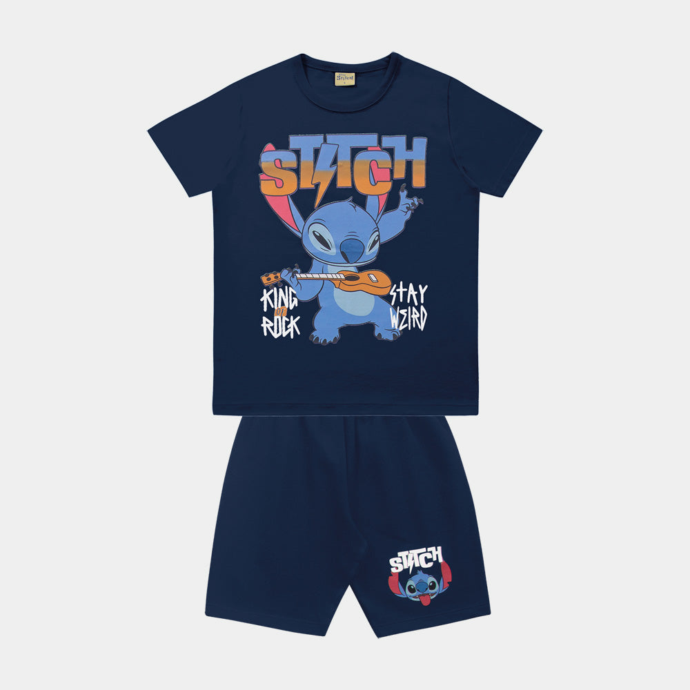 Conjunto Nene Stitch Azul Marino