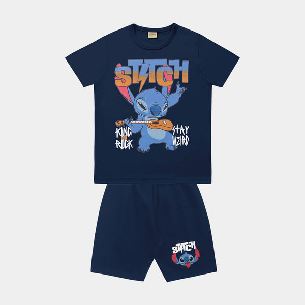 Conjunto Nene Stitch Azul Marino