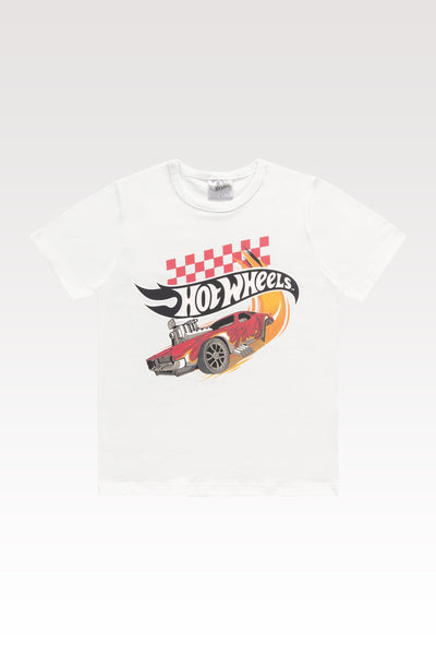 Remera Blanca Hotwheels