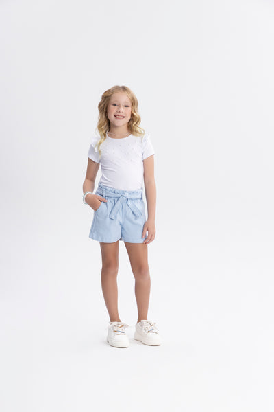 Short Jean Celeste con Cinto