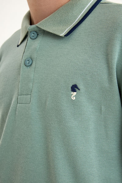 Remera Mangas Largas Cuello Onda Marinha