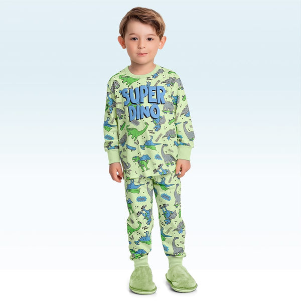 Pijama Dino Verde Brilla en la Oscuridad
