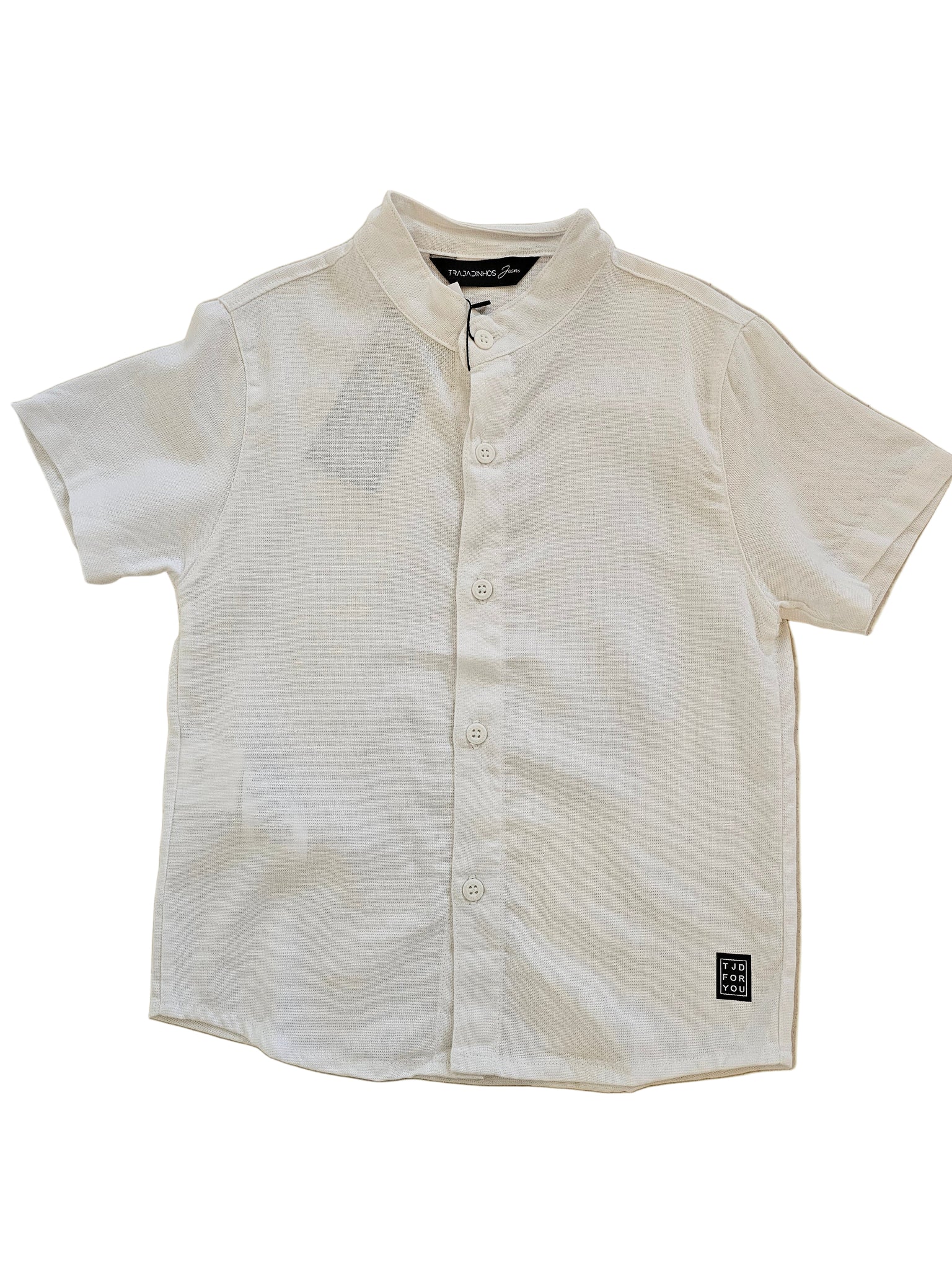 Camisa Cuello Mao de  Lino Blanca