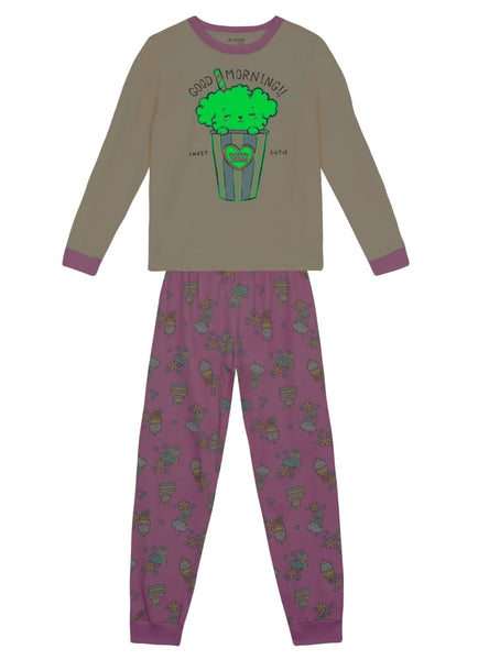Pijama Brilla en la Oscuridad Rosa Beige