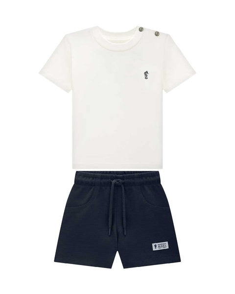 Conjunto Onda Marinha Blanco con Short azul marino