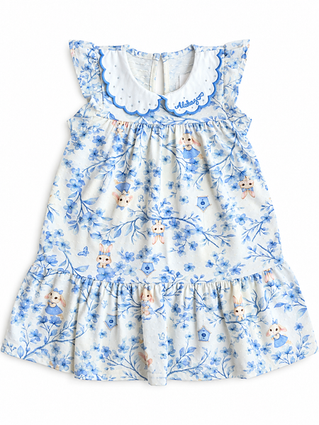 Vestido Celeste Bordado Conejito