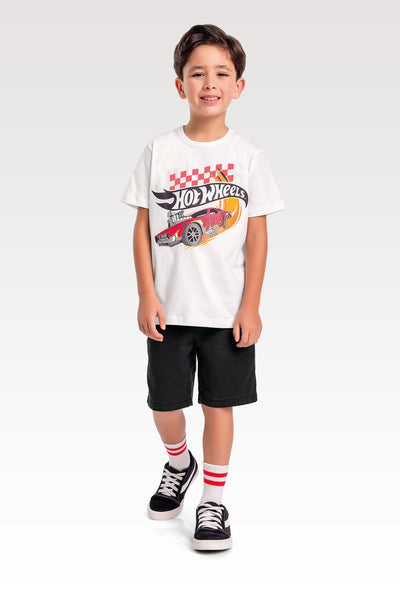 Remera Blanca Hotwheels