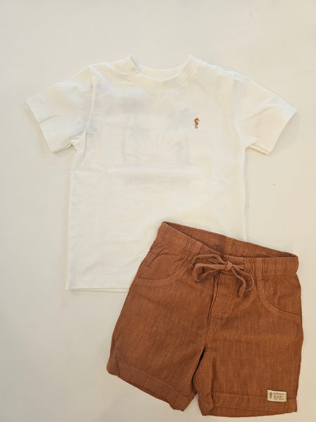 Conjunto Onda Marinha Blanca con Bermuda Marrón